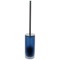 Toilet Brush Holder, Blue in Polished Chrome Steel and Glass
